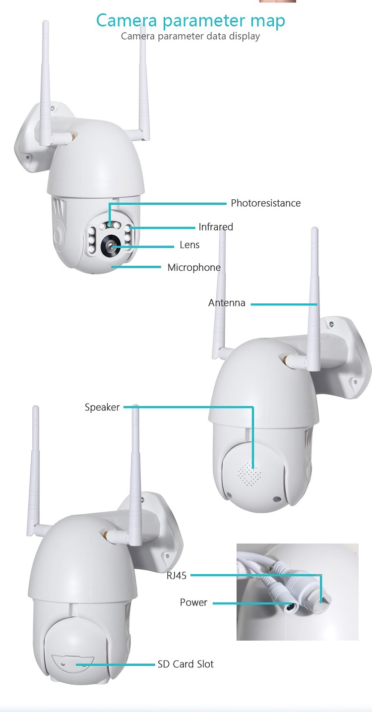 1080PWiFi wireless automatic tracking PTZ outdoor waterproof camera